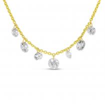 14K Yellow Gold Dashing Diamond 7-Stone Cable Chain Necklace