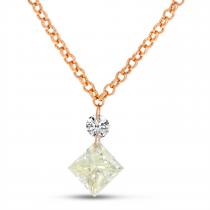 14K Yellow Gold Dashing Diamond Princess Cut Drop Necklace