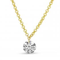 14K Yellow Gold Dashing Diamond Single Pierced Diamond 18 inch Necklace