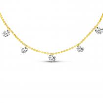 14K Yellow Gold Dashing Diamond 5-Diamond By the Yard Necklace