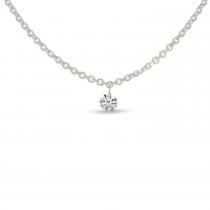 14K White Gold Single Pierced Diamond Cable Chain Necklace