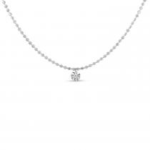 14K White Gold Single Pierced Diamond 18 inch Bead Chain Necklace