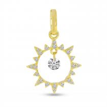 14K Yellow Gold Dashing Diamonds Sun Circle Pendant