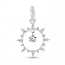 14K White Gold Dashing Diamonds Sun Circle Pendant