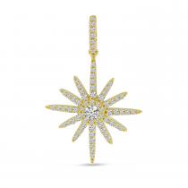 14K Yellow Gold Diamond Starburst Pendant