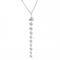 14K White Gold Double Pierced 10-stone Diamond Dangle 18 inch Cable Chain Necklace