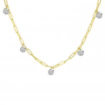 14K Yellow Gold Diamond By the Yard .75 Ct Dashing Diamond Link Chain 18 inch Necklace