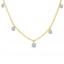 14K Yellow Gold 5-stone Graduated Pierced Diamond Dashing Diamond Rolo Necklace