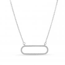 14K White Gold Open Paperclip Necklace