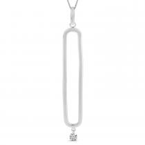 14K White Gold Dashing Diamonds Elongated Pendant