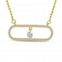 14K Yellow Gold Dashing Diamond Center Paperclip Necklace