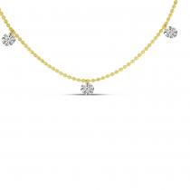 14K Yellow Gold Diamond By the Yard .45 Ct Dashing Diamond Bead Chain 18 inch Necklace