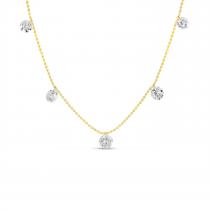 14K Yellow Gold Dashing Diamonds 5 Stone Necklace