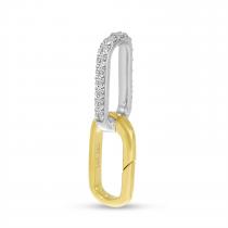 14K Yellow Gold Two-Tone Diamond Push Lock Pendant