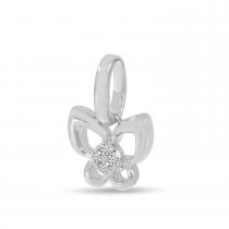 14K White Gold Small Diamond Butterfly Pendant