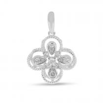 14K White Gold Clover Diamond Pendant