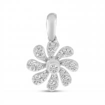 14K White Gold Diamond Floral Pendant