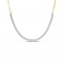 14K Two Tone Gold Diamond and Gold Link Necklace