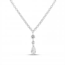 14K White Gold Dashing Diamond Pear Drop Necklace