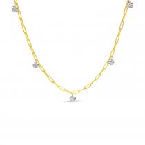 14K Yellow Gold Dashing Diamond .50 Ct  Light Weight Link Necklace