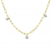 14K Yellow Gold 0.24 Ct Dashing Diamond 18 inch Link Necklace