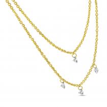 14K Yellow Gold Dashing Diamond Double Cable Chain Necklace