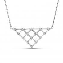 14K White Gold Diamond Triangle Net Necklace