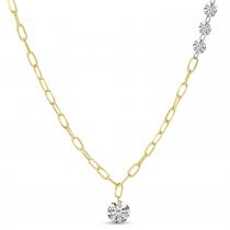 14K Yellow Gold Dashing Diamond Light Weight Link Necklace