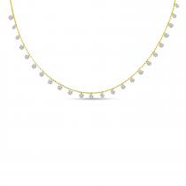 14K Yellow Gold Dashing Diamond 24 stone Pierced Diamond Necklace