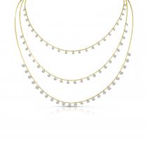 14K Yellow Gold Dashing Diamonds Triple Necklace