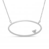 14K White Gold Oval East West Diamond Fashion Necklace