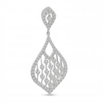 14K White Gold Teardrop Diamond Station Pendant