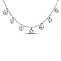 14K White Gold 7 Stone Dashing Diamonds Necklace