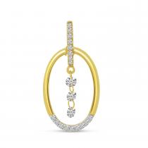 14K Yellow Gold Dashing Diamonds Elongated Oval Pendant