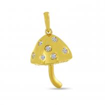 14K Yellow Gold Mushroom Diamond Pendant