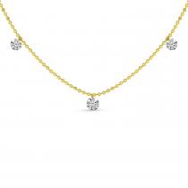 14K Yellow Gold 3 Stone Dashing Diamonds 20 inch Necklace