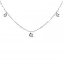 14K White Gold 3 Stone Dashing Diamonds 18 inch Necklace