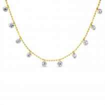 14K Yellow Gold Diamond Dashing Ten Diamond 18 inch Necklace