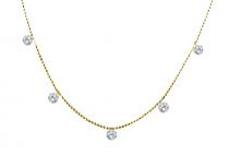 14K Yellow Gold Dashing Diamond 5-Diamond By the Yard Necklace