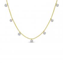 14K Yellow Gold Diamond Dashing Diamond 7 Stone Necklace