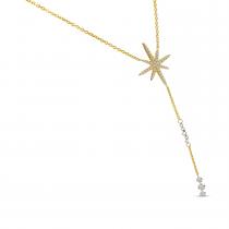 14K Yellow Gold Dashing Diamond Starburst Lariat Necklace