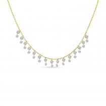 14K Yellow Gold Dashing Diamond Double Dangle Necklace