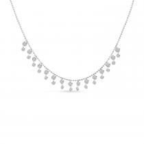 14K White Gold Dashing Diamond Double Dangle Necklace