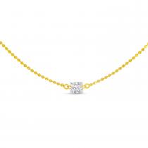 14K Yellow Gold Single .25 ct Princess Diamond Dashing Diamond Necklace