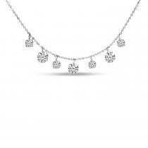 14K White Gold Alternating Floating Diamond Necklace