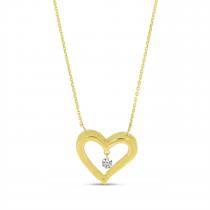 14K Yellow Gold Dashing Diamond 18 Inch Open Heart Necklace