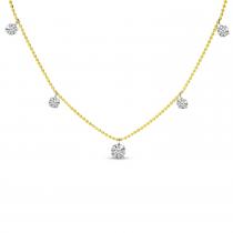 14K Yellow Gold graduated 7 stone Flaoting Diamond Necklace