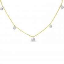 14K Yellow Gold graduated 7 stone Flaoting Diamond Necklace