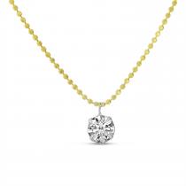 14K Yellow Gold Floating .50 ct Diamond Bead Chain Necklace