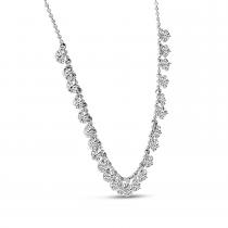 14K White Gold Floating 24 Diamond Cleopatra Necklace